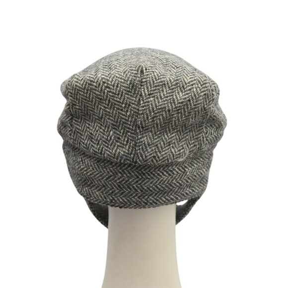 Hanna Hats L L Bean Tweed Donegal Touring Cap With Ear Flaps Mens L Black White - Picture 12 of 12